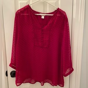 Christopher & Banks Red Sheer Blouse